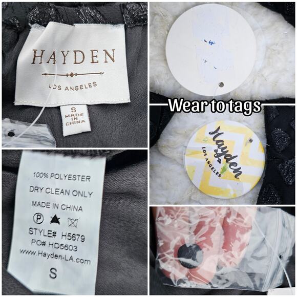 Black Shimmer Halter Dress Off Shoulder Flare Sleeve Ruffle Hayden LA Size S NWT - Picture 5 of 10